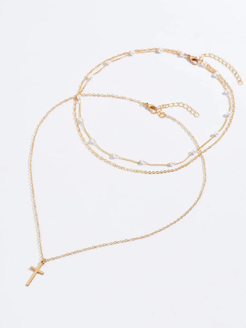 Elegant Pearl Cross Necklace